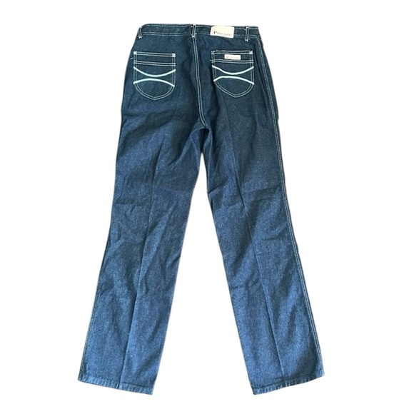 VINTAGE Pizzazz 1970s Denim Straight Leg High Rise Jeans Dark Wash Deadstock - Picture 1 of 13